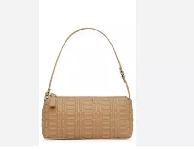 MANGO MNG Textured Baguette Faux-leather Shoulder Bag -CAMEL/TAN • $25