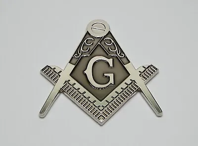 Freemason Masonic 3d Car Emblem Heavy Duty Zinc Alloy Silver Black Mason Emblem • $13.75