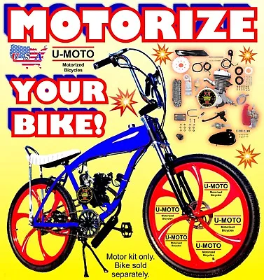 COMPLETE 2-STROKE 66cc/80cc MOTORIZED BIKE KIT FOR YOUR BICYCLE DIY NEW POWER • $229.99