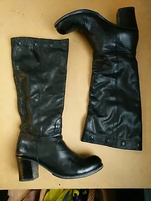 Vintage Vera Gomma Soft Black Leather Knee High Fashion Boots Kobra 40 EUR 9 US  • $49.99