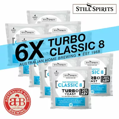 6 Pack Still Spirits Classic 8 Turbo Yeast Distillig Home Brew Spirit Making • $66.90