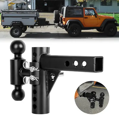 $74.99 • Buy 2  Receiver Trailer Towing Hitch Adjustable Aluminum Shank Dual Ball 12500lbs