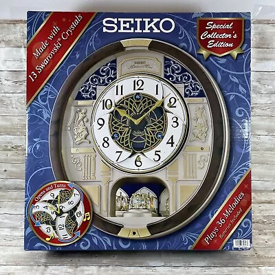 Seiko QXM390BRH Musical Clock Melodies In Motion Swarovski Crystals New Open Box • $99.95