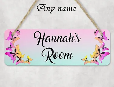 Butterfly Door Sign - MDF Wooden - Personalised With Name • $24.15