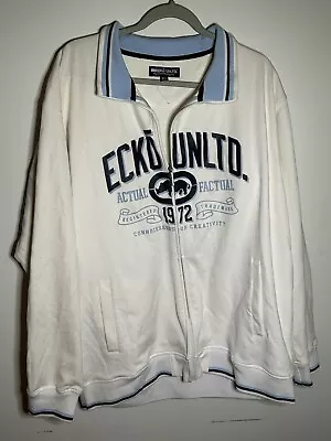 Ecko Unltd Jacket Mesn 3XL Full Zip Sweater Sweatshirt White Long Sleeve Pockets • $14.99