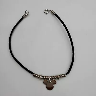 Disney Mickey Mouse Silver/Black Unisex Ankle 10  Bracelet/ Anklet Clasp/Lanyard • $5.99