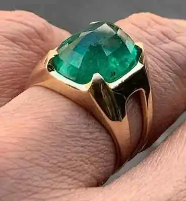 Natural Vivid Green Big Emerald Mens 21k Gold Ring Rare High Grade Emerald Ring • $1