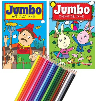 KIDS A4 Jumbo Activity Colouring Book Books Pencils OVER 144 PAGES • £3.99