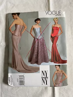 Gown Bustier Full Or Mermaid Skirt Vogue 2810 Pattern Sizes 6-10 UNCUT • $18