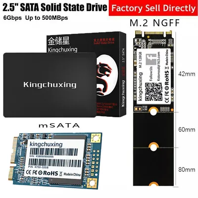 Kingchuxing 2TB 1TB 2.5''SATA III MSATA M.2 2280 NGFF Solid Hard State Drive SSD • $105.99