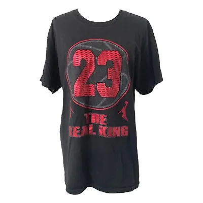 Alstyle Men’s Shirt Black And Red The Real King 23 Short Sleeve Size Large • $25.47