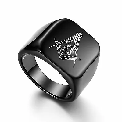 Stainless Steel Masonic Freemasonry Ring Black Master Band For Mens Gift #7-13 • $9.99