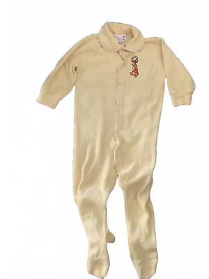 Vintage Winnie The Pooh Yellow Footed Blanket Sleeper Pajamas Disney USA Size 4B • $23.21