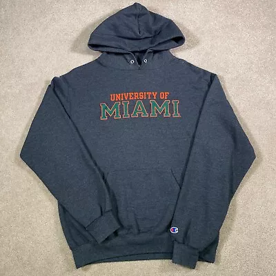 Miami University Hurricanes Sweatshirt Men Medium Gray Hoodie Pullover Sweater • $19.20