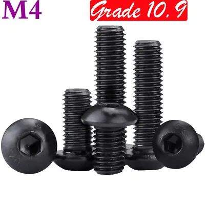 M4 High Tensile 10.9 Black Alloy Steel Allen Bolts Button Head Hex Socket Screws • £4.50