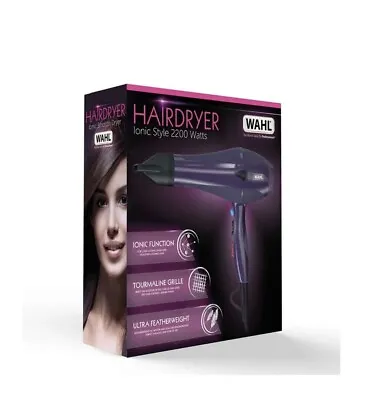 Wahl Hairdryer Purple Professional 2200W Ionic Style Hair Blow Drye Lightweight • £26.64