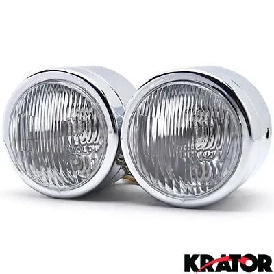 Chrome Twin Headlight Motorcycle Double Dual Lamp Street Fighter Naked Dominator • $19.80