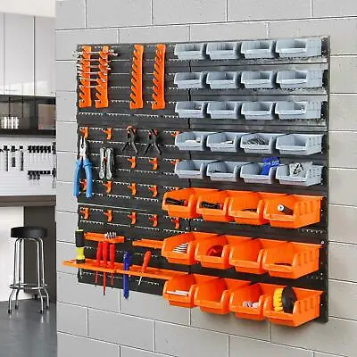£32.95 • Buy 66pc Wall Mount Storage Organiser Bin Rack DIY Tool Bits Boxes Garage Workshop