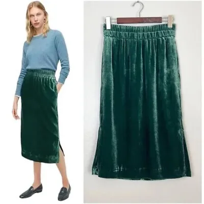 J.CREW Women's Size XL Green Velvet Pull-On Straight Midi Skirt Pockets AF933 • $42