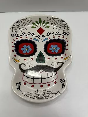 Ceramic Candy Dish Trinket Sugar Skull Mustache Halloween Decor 7 X 5 • $12