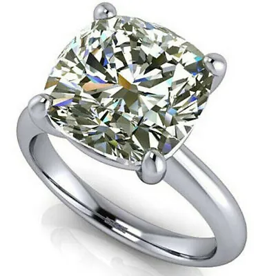 $0.99 • Buy 3.25 Ct Vvs1,/Cushion Off White Yellpw Moissanite Diamond Solitaire Silver Ring