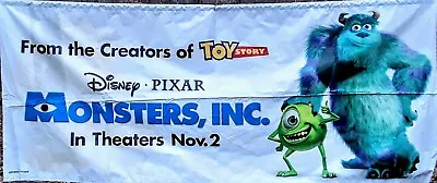 Vintage 2001 Disney Monsters Inc. Double Sided Movie Banner 48'in X 120' In • $225