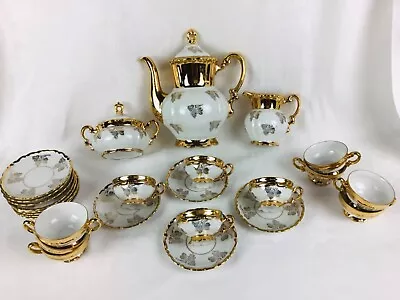 Vintage MITTERTEICH Demitasse Coffee Set Heavy Gilt 26 Piece STUNNING Condition • $90