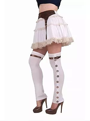 Steampunk Ladies Boot Spats White W/ Buckle Costume Accessory • $15.99