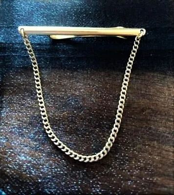 $16.99 • Buy Vtg Krementz Mens Tie Bar W Link Chain Gold Plate USA Made Nice! Free Shipping