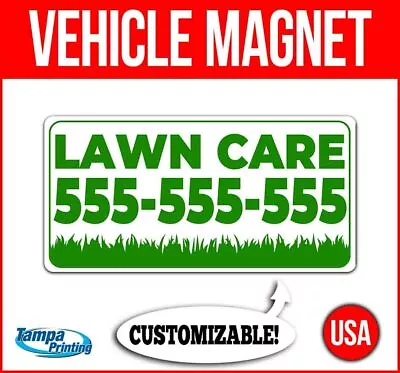 LAWN CARE CUSTOM PHONE NUMBER Heavy Duty Vehicle Magnet Truck Car Decal Sign USA • $17.99