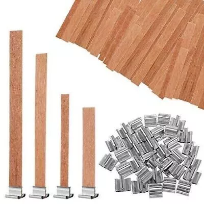 40pcs Wooden Wood Candle Wicks Metal Sustainer Craft Candle Making High Quality • £8.99