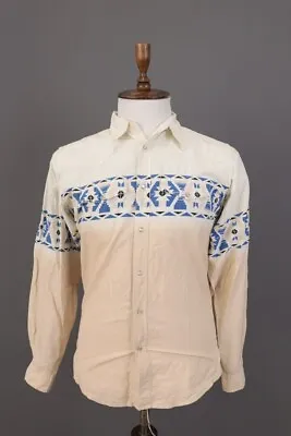 Vintage Wranger Westertn Aztec Beige Long Sleeve Western Shirt Size 2XL • $74.99