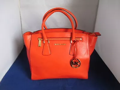 Michael Kors Sophie Large Leather Satchel $398 Orange(  Mandarin ) #012 • $127.49