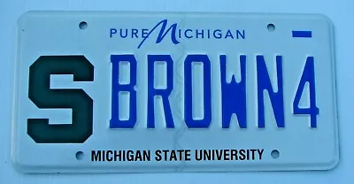 Lansing State  University Msu Vanity College License Plate   Brown 4   Spartans • $22.99