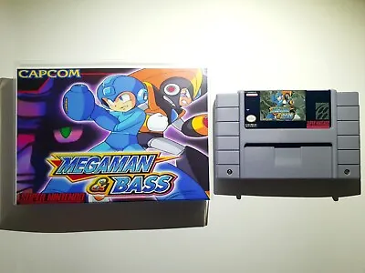 Mega Man & Bass ( SNES 1998) Game + Art Covered Plastic Box. No Manual  • $55