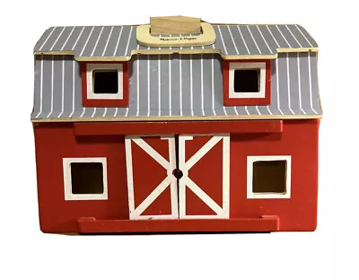 Melissa & Doug Fold And Go Two Story Red Wooden Barn Stable Toy BARN ONLY • $20