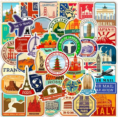 50 World Travel Country Region Logo Stickers Skateboard Luggage Laptop Decal UK • £4.75