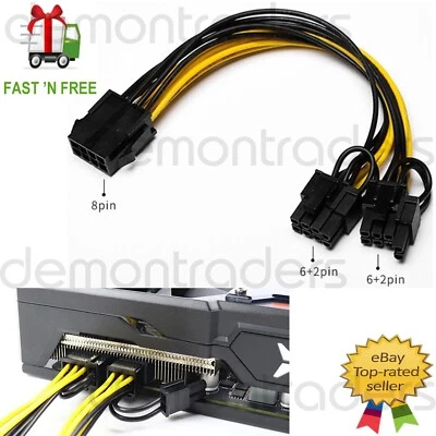 £6.95 • Buy 6 Pin PCI-e Dual To 8 Pin Graphics Video Card Power Cable Plug Lead 18AWG GPU Uk