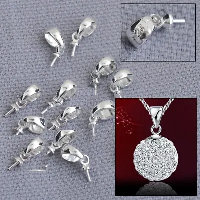 925 Sterling Silver  Jewellery Sets Findings Cup Cap Bail Connector For Pendant • $4.20