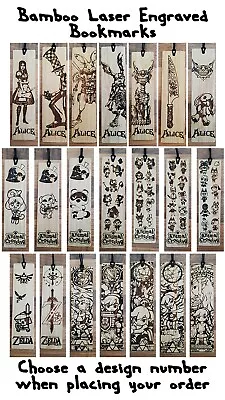£2.50 • Buy Bamboo Laser Engraved Bookmarks -American McGee Alice -Animal Crossing -Zelda
