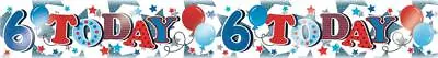£2.49 • Buy Boys Blue Red Holographic Happy 6th Birthday Banner Party Decoration Age 6