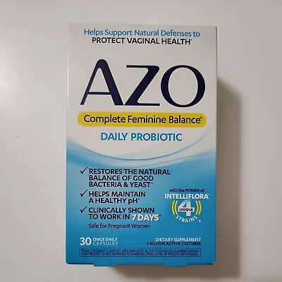 Azo Complete Feminine Balance Daily Probiotic 30 Once Daily Caps Exp 2024+ • $15.99