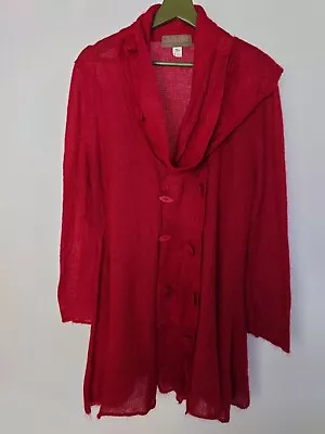 Zuza Bart Draped Cardigan Red Size Large Arty Knit Pockets Superkid Mohair Xl • £74.99