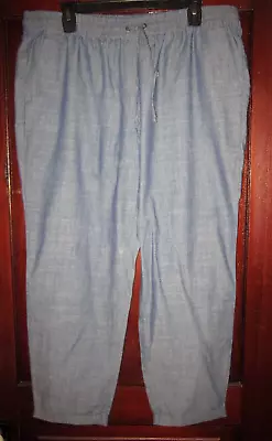 J. Crew New 14 Cropped Capri Pants Slacks Chambray Elastic Waist Drawstring Ties • $29.99
