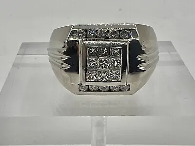 Solid 950 Platinum .75tcw VS1 Diamond Cluster Men's Pinky Ring Size 9 • $1600