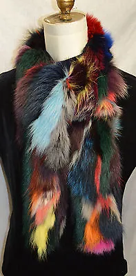  Real Fox Fur Scarf Boa Multi Color New  • $139.95