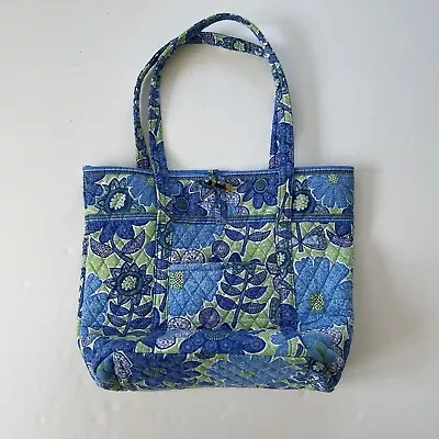 Vera Bradley Blue Green Floral Large Hard Bottom Tote Pockets • $34.99