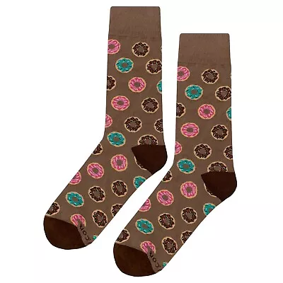 NWT Donut Frenzy Dress Socks Novelty Men 8-12 Brown Crazy Fun Sockfly • $8.99