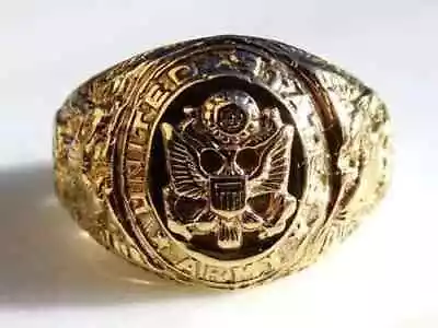 Customize US Army Vintage Mens Aggie Ring Military Ring 14k Yellow Gold Plated • $159.38