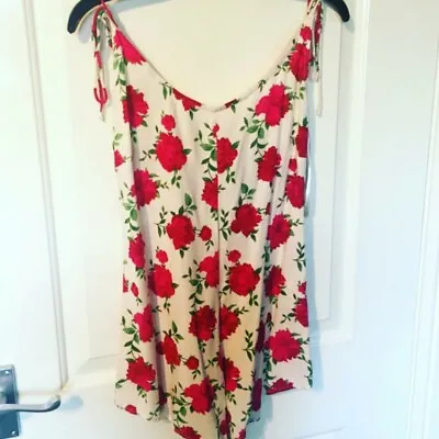 Motel Rocks Cream Strappy Rose Cami Playsuit Size XS UK 6 8 4 Floral • $12.42